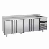Rashladni pult PREMIUM - 2360x720 mm - 540 l - Ventilirano hlađenje - s 4 vrata - s 1 korita - Leđni podignuti rub