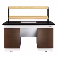 Bakery Buffet Display Counter DUBLIN - 1600mm - with 2 Shelves - on Castors - Black Granite Worktop
