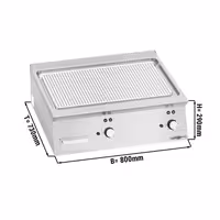 Elektromos rostlap - 9,6 kW - Bordázott - Sütőfelület: 800x730 mm - asztali - Professzionális