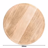 Pizza Tabağı - Yuvarlak Düz - Ahşap, Ø380mm, Oluklu/Kanallı Yüzey