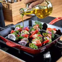 STAUB | Pure Grill Square Cast Iron Grill Pan – 26x26 cm - Cherry Red - American Grill, Non-Stick