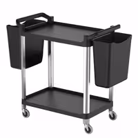 (2 kom) Plastične kante za kolica za posluživanje - 409x241x391 mm - crne - plastika - kompatibilno s SWKP2 i SWKP3