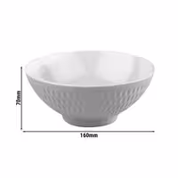 (6 adet) Kase - ASIA PLUS - Melamin - 0,60L - köşeli - 160x160mm - Derinlik:70mm - Beyaz/Gri