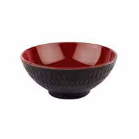 (6 adet) Kase - ASIA PLUS - Melamin - 0,35L - yuvarlak - Ø130mm - Derinlik:55mm - Siyah/Kırmızı