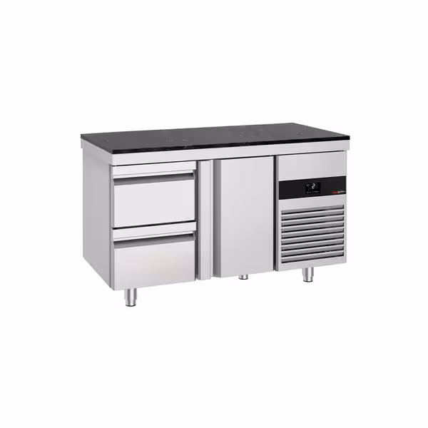 PREMIUM rashladni pult – 1400 x 700 mm – s 1 vratima – 2 ladice – uključujući granitnu radnu ploču