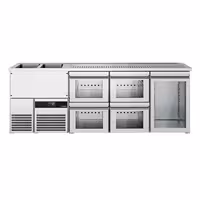 Pivski šank PREMIUM - 2500x700 mm - 1 Staklena vrata & 4 Staklene ladice