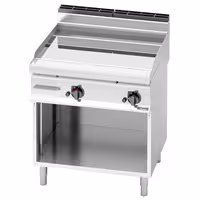 Plinski roštilj - 13,8 kW - Glatka - površina pečenja: 795x500 mm - na otvorenom ormariću - satinirana (Scotch-Brite) završna obrada