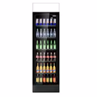 Commercial Beverage Display Fridge with Illuminated Canopy - 595mm - 345 Litres - with 1 hinged glass door - LED lighting - digital controller with temperature display - Black - Temperature range 2 to 10 °C