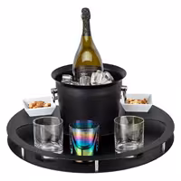 Bar Set with Wine Bucket & 2 Snack Bowls - Stainless Steel, Powder-Coated - Ø465mm - Height:180mm - Black
