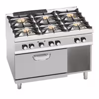 Cocina a gas - 44kW - 6 fuegos - con horno eléctrico convección - 4,68kW