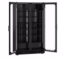 Commercial Beverage Display Fridge - 1200mm - 760 Litres - with 2 hinged glass doors - LED lighting - Temperature range 1 to 10 °C - Black