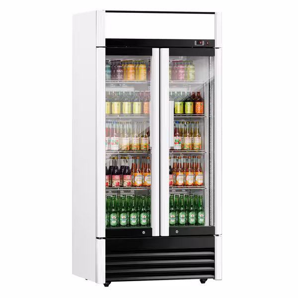 Vitrină frigorifică pentru băuturi - 630 litri - 2 uși din sticlă batante - control digital - temperatură -2/+8 °C