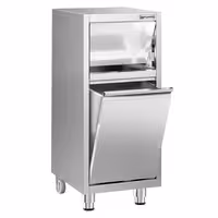 Commercial Waste bin - Push-top bin - 940(H)x400(W)x500(D)mm - with rear wheels - soft-close & without upstand - Stainless steel