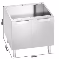 Nyitott alsó szekrény - 600x550x600 mm | 600-as - rozsdamentes acél | alaplappal | három oldalról zárt | állítható lábakkal