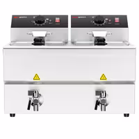Električna friteza s dva korita - 8+8 L - 6,5 kW - s odvodnom slavinom - stolna