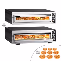 (2 pcs) Electric Deck Pizza Oven - Single Deck - Refractory Stone Deck - 9 x Ø 34cm (13.4") - up to 450°C - Mechanical Controls