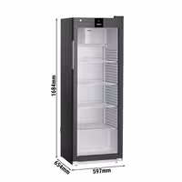 LIEBHERR | Szafa chłodnicza PERFORMANCE – 347 L – od +1 do +15 °C – z wnętrzem z tworzywa sztucznego i 1 drzwiami szklanymi – czarna