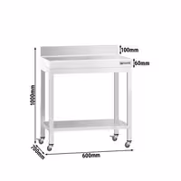 RST-työpöytä PREMIUM - 600x700mm - jalustalla, jalustalla ja pyörillä varustettuna