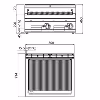Lávaköves gázgrill - 13,8 kW - Öntöttvas grillrács - 2 grillrács - Asztali kivitel - 700-as sorozat