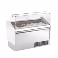 Ice Cream Display Freezer | LEVI - 1620mm - Static cooling - with LED lighting - for 9+9 x 5 litres Napoli pans - White