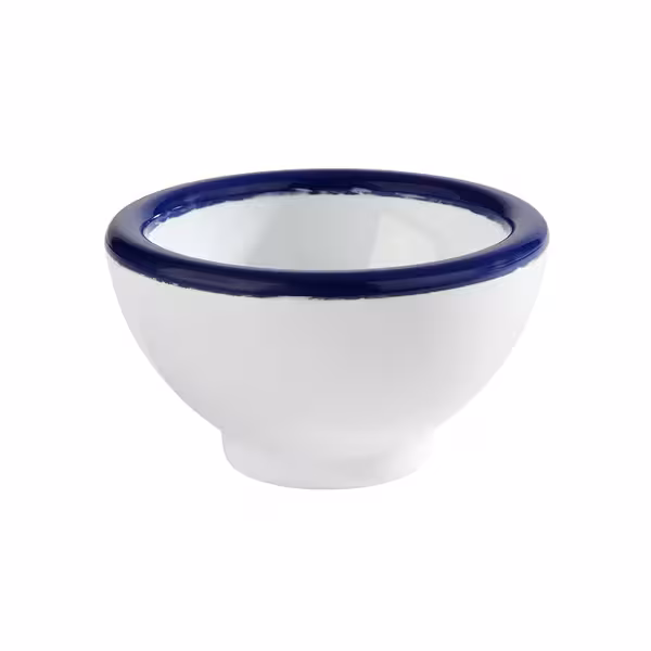 (6 adet) Ramekin (Sos Kasesi) - ENAMEL LOOK - Melamin - 20ml - yuvarlak - Ø55mm - Beyaz/Mavi