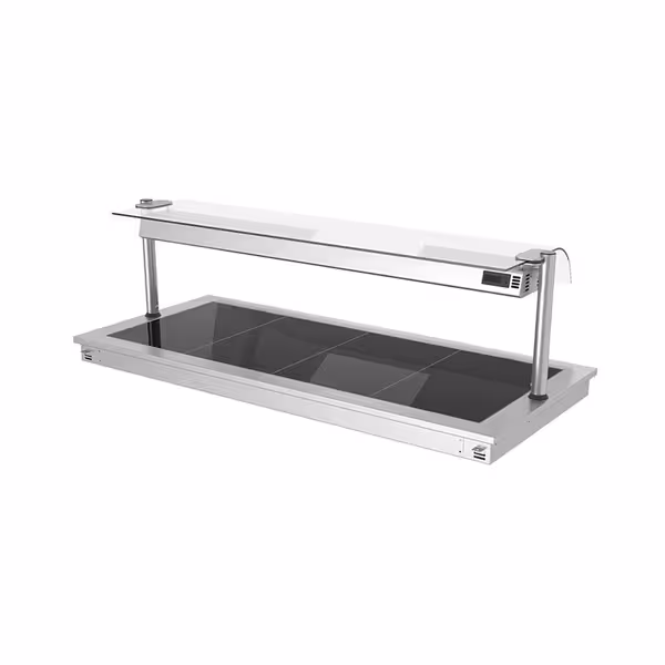Inbyggd Värmeplatta i rostfritt stål - drop-in - 1460 mm - 4x GN 1/1 - 1,8 kW - med hygienskydd i glas