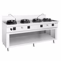 Gázüzemű wok tűzhely - 60 kW - 4 égős - 2 csaptelep