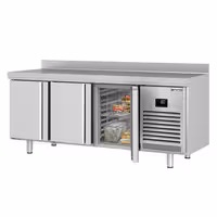 Commercial Counter Fridge PREMIUM PLUS - 1960x700mm - with 3 doors - with upstand - capacity 465 litres