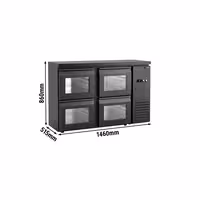 Chłodziarka barowa – 1460 mm – 226 L – z 4 szufladami szklanymi i oświetleniem LED RGB