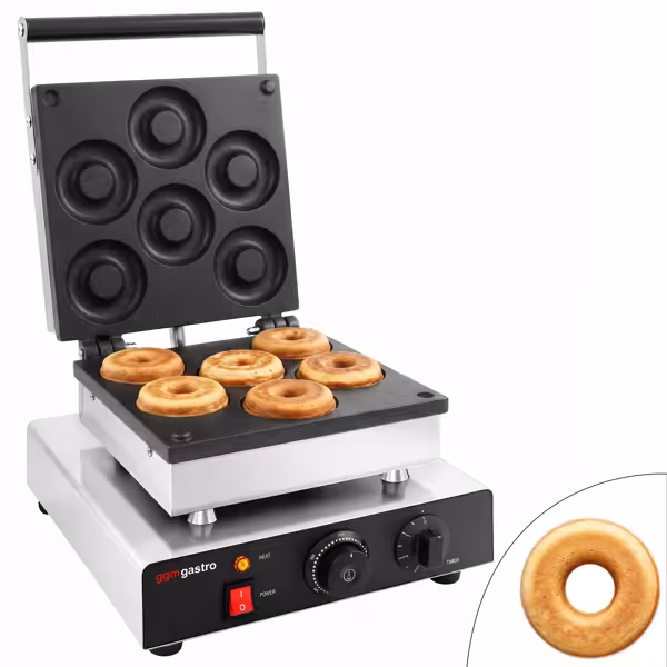 Waffle makinesi - Tekli - Manuel - 1,75 kW - Şekil: Donut - Teflon kaplı pişirme plakaları