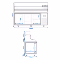 Table réfrigérée à pizza Premium PLUS - 1980x700 mm - avec 2 portes & 2 tiroirs - incl. vitrine réfrigérée - 9x GN 1/4