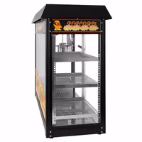Commercial Popcorn Machine with Nacho Warmer - 1.70kW - 5kg/h - with 3 heated shelves - Black