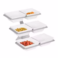 Etagere / Buffet Stand - Stainless steel frame - square - Height: 415mm - incl. 6 Melamine bowls 240x240mm - with 3 shelves