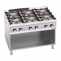 Plynový sporák - Se 6 hořáky - 60 kW - vysoce výkonný model
