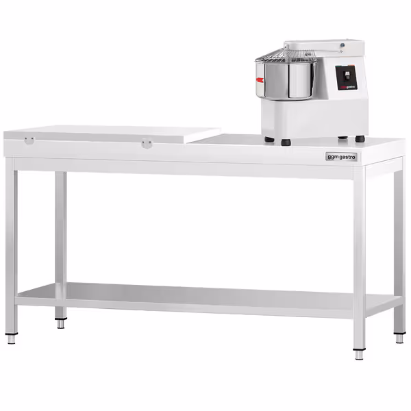 طاولة عمل ستانلس ستيل PREMIUM - 2000x600mm - مع رف سفلي - شامل 1/2 لوح تقطيع أبيض