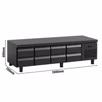 Podstawa chłodnicza – 2400 mm – 386 L – z 8 szufladami na GN 1/1 – czarny mat