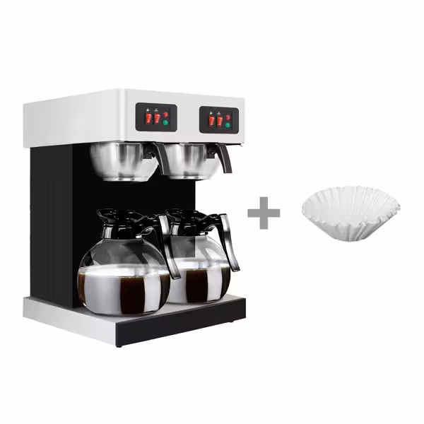 Filtre Kahve Makinesi profesyonel - 2x 1,8L - 4,04 kW - Manuel Su Dolumlu - 2 Cam Sürahi ve Kahve Filtresi Dahil