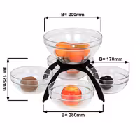 Jam Etagere / Buffet Stand - Black - Stainless steel frame - square - Height: 340mm - incl. 5 Glass bowls 4x170x170mm, 1x200x200mm - with 5 shelves