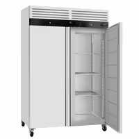 Hladnjak nehrđajući čelik (inox) ECO - GN 2/1 - 916 l - od 0 °C do +8 °C - s 2 vrata - ventilirano hlađenje, automatsko odmrzavanje, digitalni termostat, integrirana brava, 4 kotača