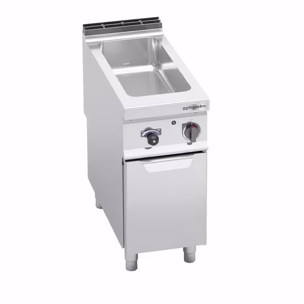 Bain Marie – elektromos - 400 mm - 1,6 kW - GN 1/1 + GN 1/3 - leeresztőcsappal - alsó szekrénnyel