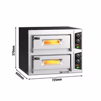 Electric Deck Pizza Oven - Twin Deck - Refractory Stone Deck - 4+4 x Ø 24cm (9.4") - 230V Single Phase | 16A CEE Plug - Mechanical Controls - up to 450°C