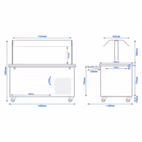 Refrigerated Salad Bar Trolley DANZIG - 1600mm - for 4x GN 1/1 - with Tray Slide - Black - Mobile - with Gantry - with Sneeze Screen