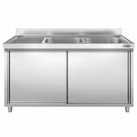 Sudoper s ormarićem PREMIUM - inox - 2000 x 700 mm - sa 2 korita - korita desno