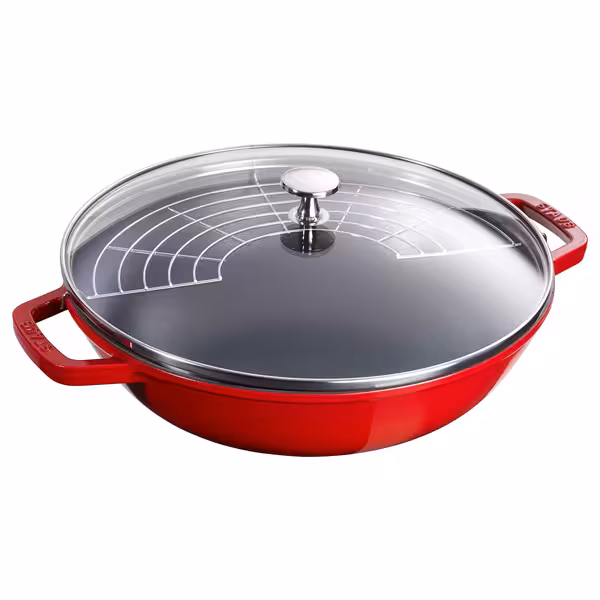 STAUB | SPECIALITIES - Wok met glazen deksel - Ø 300mm - Gietijzer - Kersenrood