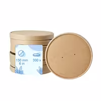 (300 pcs) Food Lidding Tray Paperboard - Ø150mm - Round - Brown