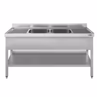 Sudoper ECO - 2000x700 mm - s donjom policom - s 2 koritima - korita sredina - inox