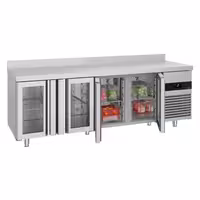 Commercial Counter Fridge PREMIUM - 2300x700mm - glass doors - with upstand