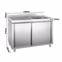 Sudoper s ormarićem PREMIUM - inox - 1400 x 600 mm - s 1 koritom - korito desno