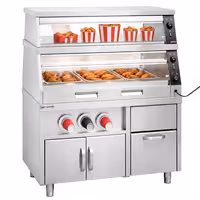 Grijani izložbeni ormar s baznom jedinicom – 1200 mm – 3,5 kW – za 3 GN 1/1 – 2 police – pojedinačno upravljano