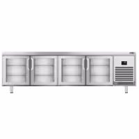 Stół chłodniczy barowy do napojów Premium PLUS – 2752 x 800 mm – z 4 drzwiami szklanymi